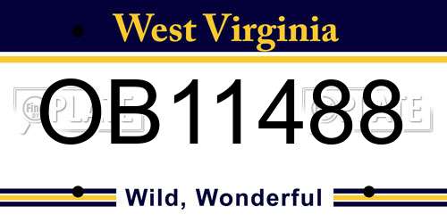 OB11488 West Virginia License Plate