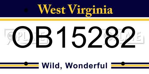 OB15282 West Virginia License Plate