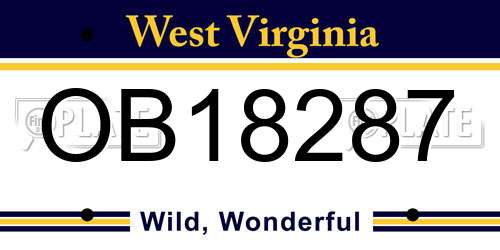 OB18287 West Virginia License Plate