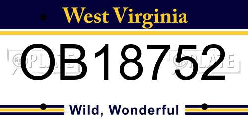 OB18752 West Virginia License Plate