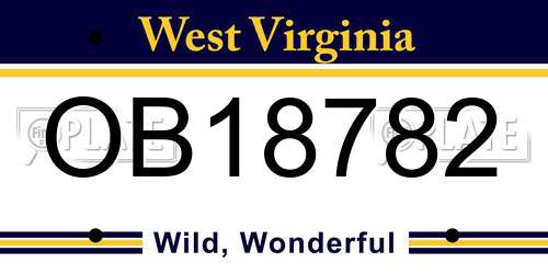 OB18782 West Virginia License Plate