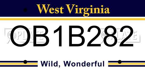 OB1B282 West Virginia License Plate