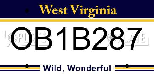 OB1B287 West Virginia License Plate