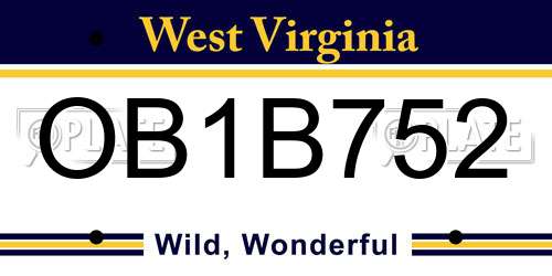 OB1B752 West Virginia License Plate