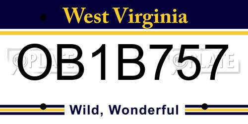 OB1B757 West Virginia License Plate