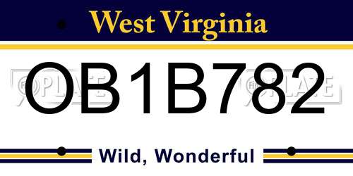 OB1B782 West Virginia License Plate