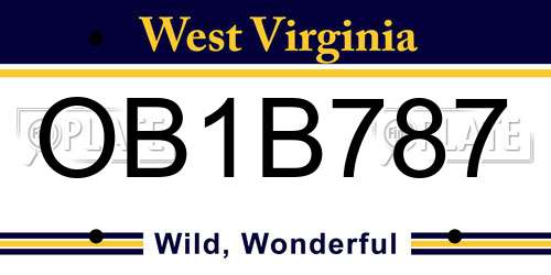 OB1B787 West Virginia License Plate