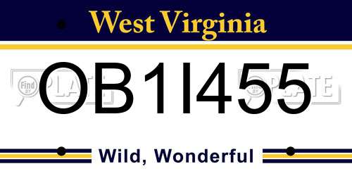 OB1I455 West Virginia License Plate