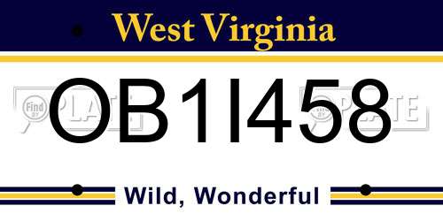 OB1I458 West Virginia License Plate