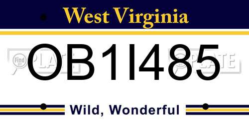OB1I485 West Virginia License Plate