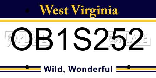 OB1S252 West Virginia License Plate