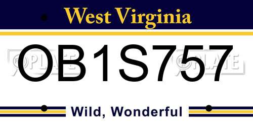 OB1S757 West Virginia License Plate