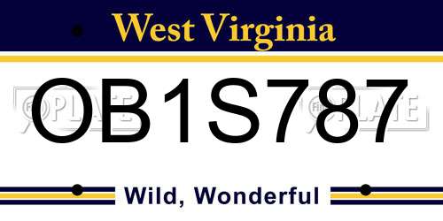 OB1S787 West Virginia License Plate
