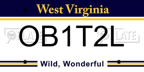 OB1T2L West Virginia License Plate