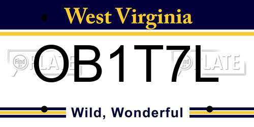 OB1T7L West Virginia License Plate