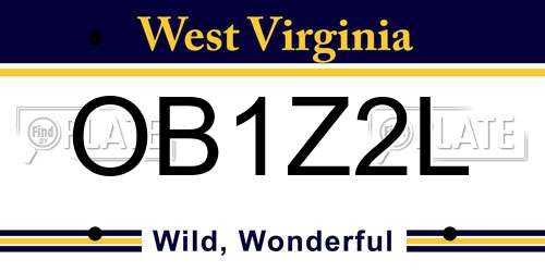 OB1Z2L West Virginia License Plate