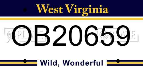 OB20659 West Virginia License Plate