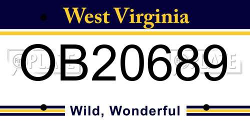 OB20689 West Virginia License Plate