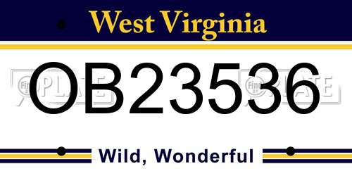 OB23536 West Virginia License Plate