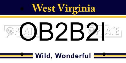 OB2B2I West Virginia License Plate