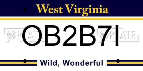 OB2B7I West Virginia License Plate
