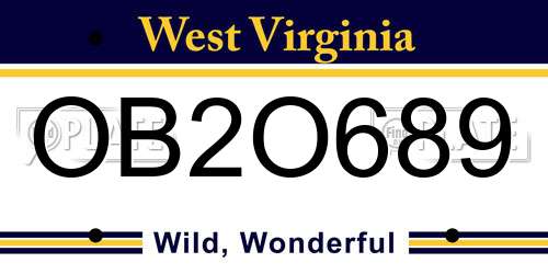 OB2O689 West Virginia License Plate