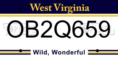 OB2Q659 West Virginia License Plate