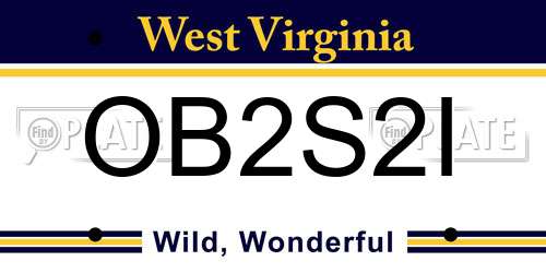 OB2S2I West Virginia License Plate