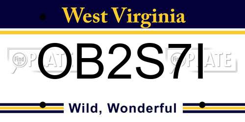 OB2S7I West Virginia License Plate