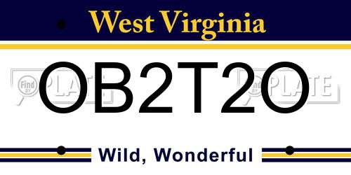 OB2T2O West Virginia License Plate