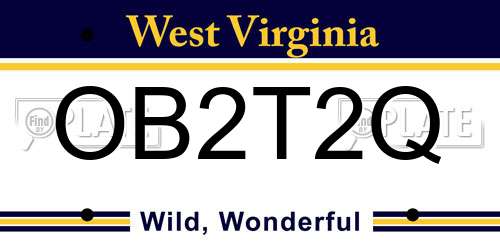 OB2T2Q West Virginia License Plate