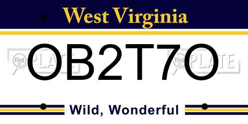 OB2T7O West Virginia License Plate