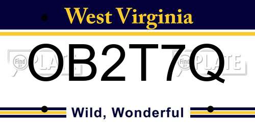 OB2T7Q West Virginia License Plate