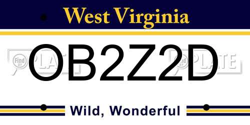 OB2Z2D West Virginia License Plate