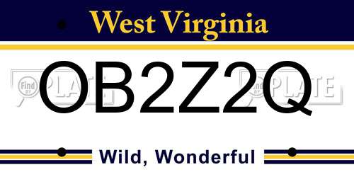 OB2Z2Q West Virginia License Plate