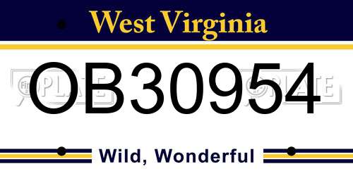 OB30954 West Virginia License Plate