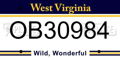 OB30984 West Virginia License Plate
