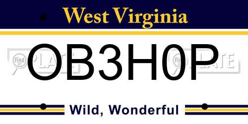 OB3H0P West Virginia License Plate