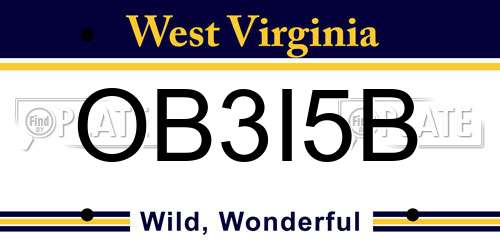 OB3I5B West Virginia License Plate