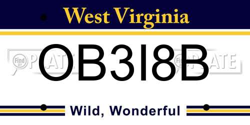 OB3I8B West Virginia License Plate