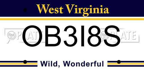 OB3I8S West Virginia License Plate