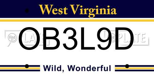 OB3L9D West Virginia License Plate