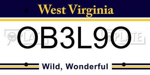OB3L9O West Virginia License Plate