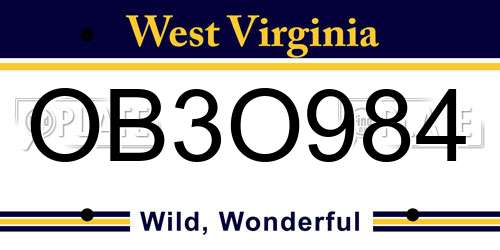 OB3O984 West Virginia License Plate