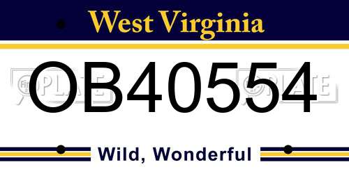 OB40554 West Virginia License Plate