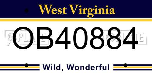 OB40884 West Virginia License Plate