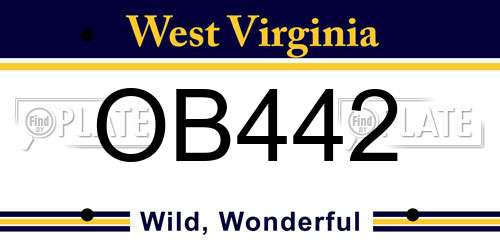 OB442 West Virginia License Plate