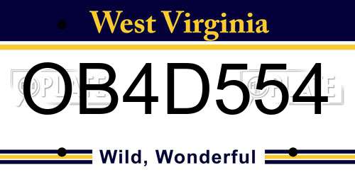 OB4D554 West Virginia License Plate