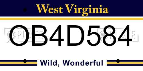 OB4D584 West Virginia License Plate