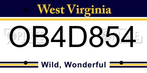 OB4D854 West Virginia License Plate